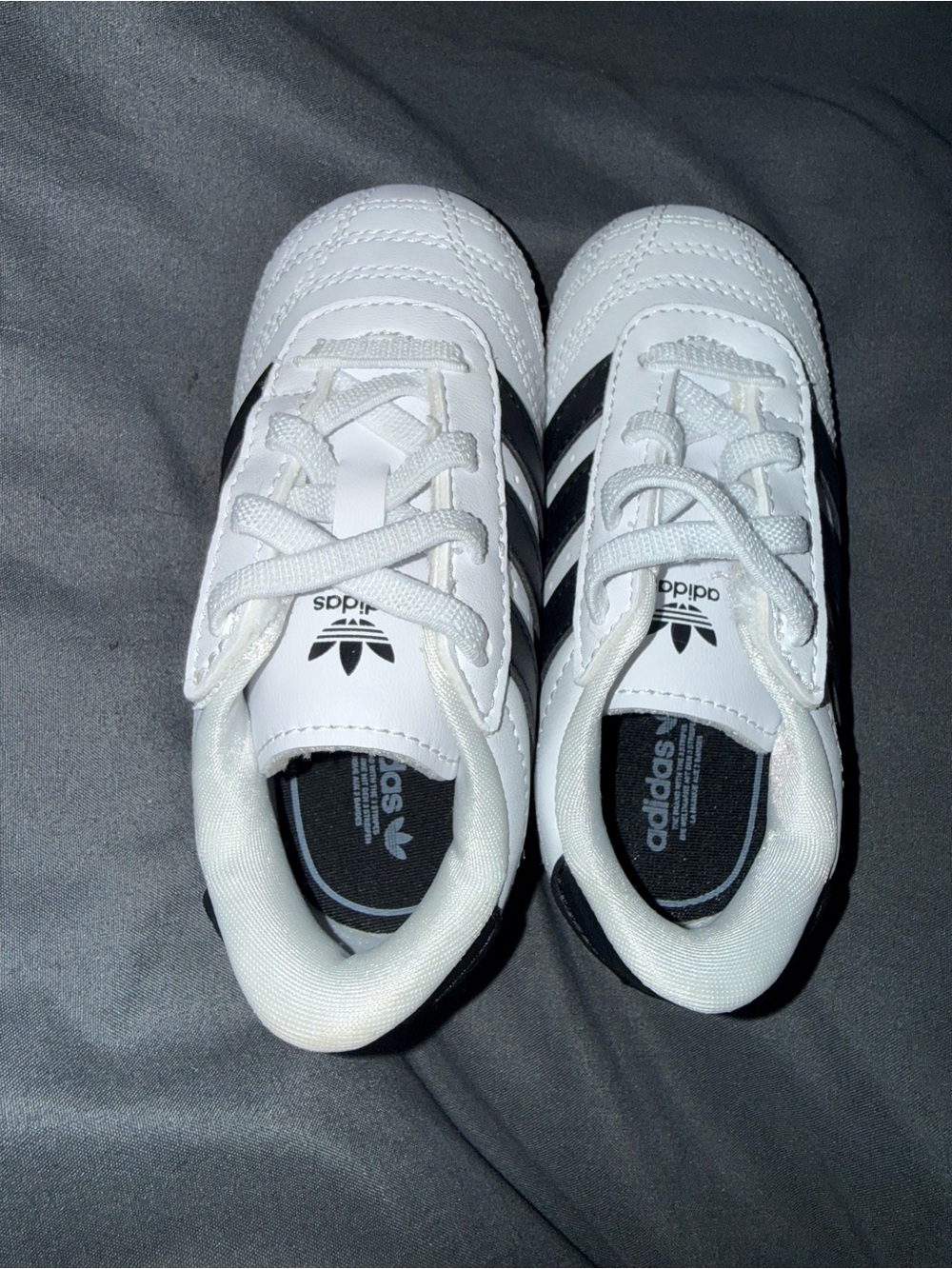adidas White & Black Kids Classic Striped Sneakers